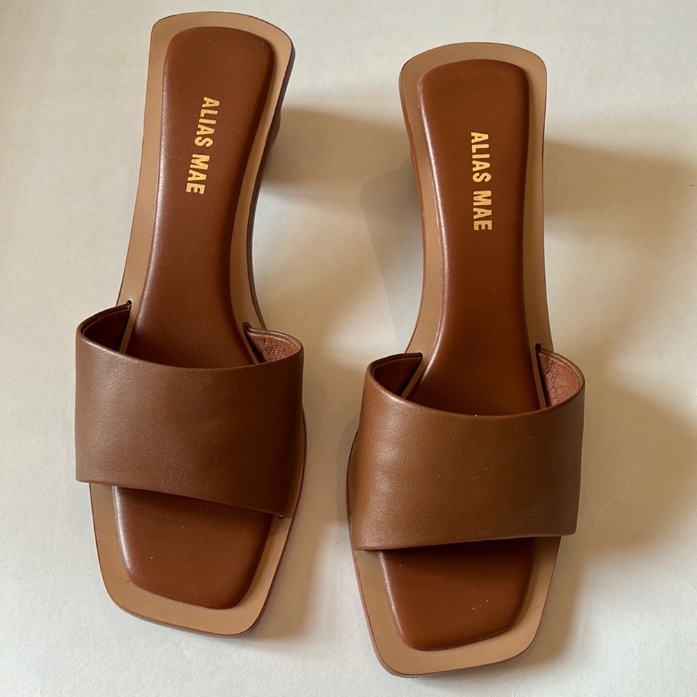 Alias Mae brown mule, size 8, ball heal, worn once